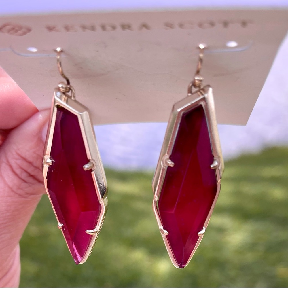 Kendra Scott Geometric Stone Ruby Red Earrings - image 8